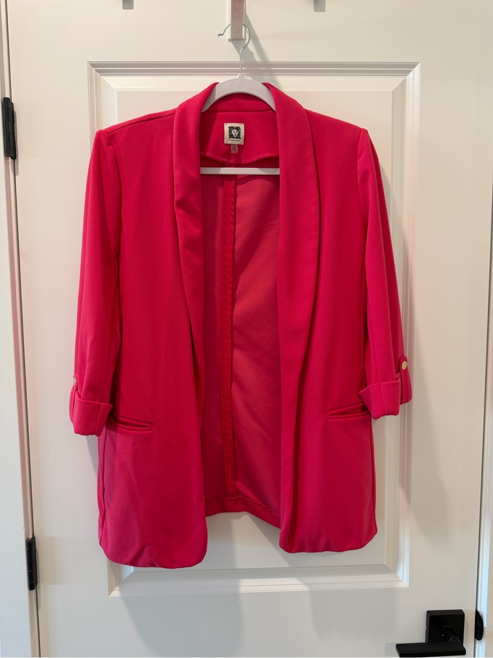 Anne Klein Vibrant Pink Open-Front Blazer